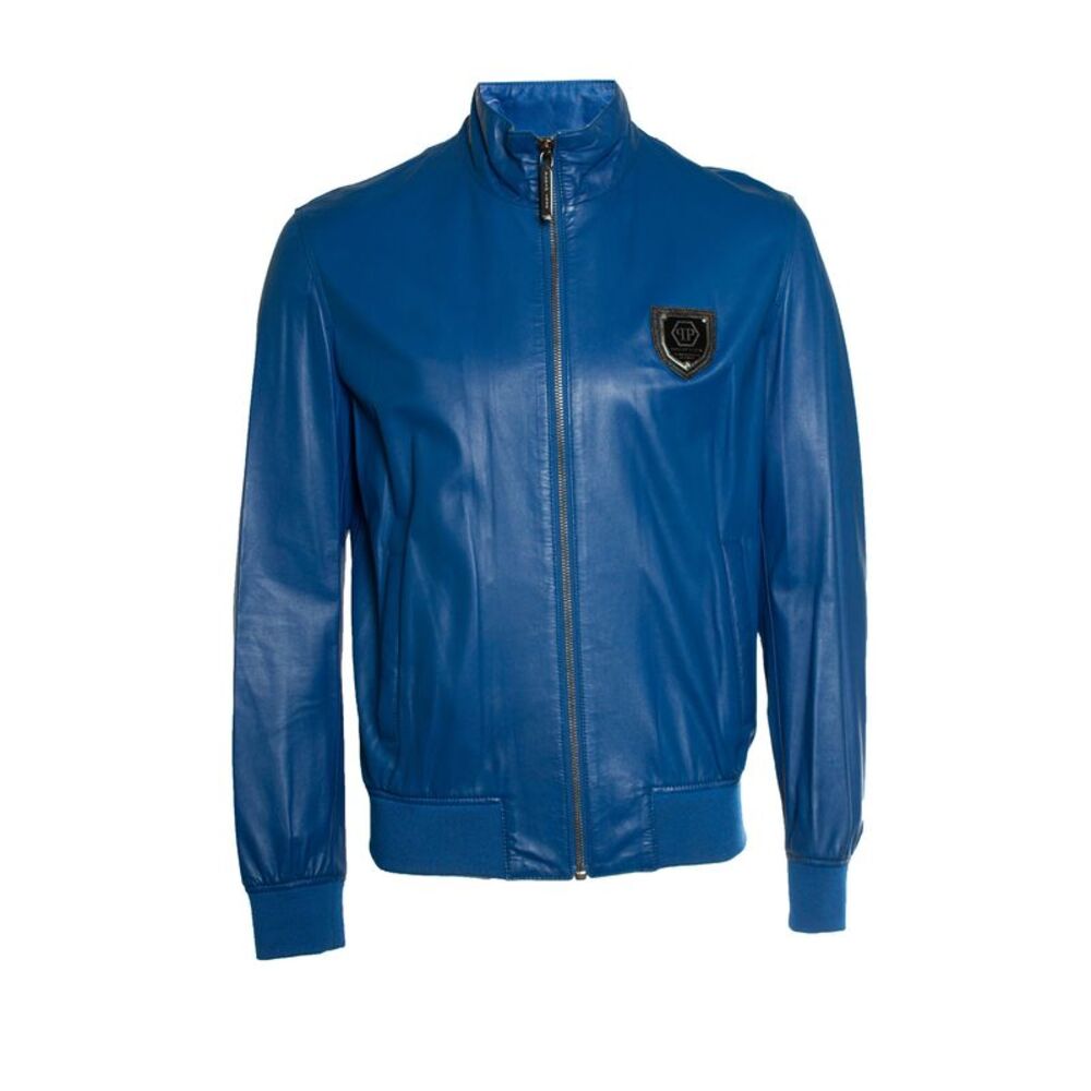 Philipp Plein, blue leather jacket